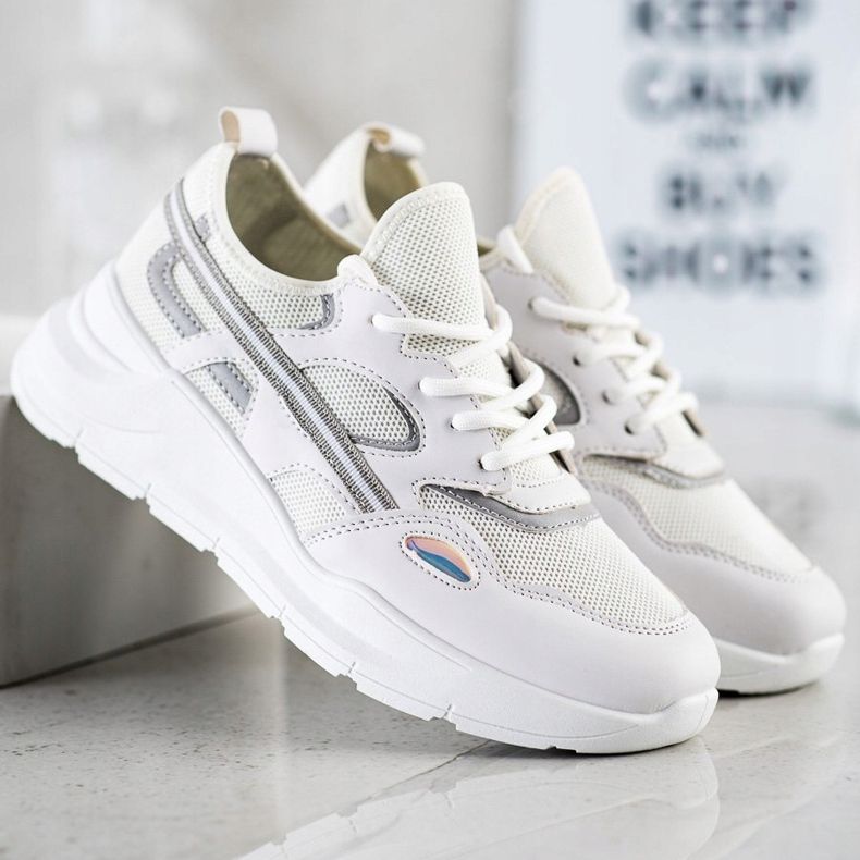 SHELOVET Alkalmi fehér cipők szürke 1