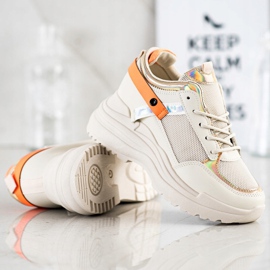 Marquiz Wedge Cipők bézs narancs aranysárga 2