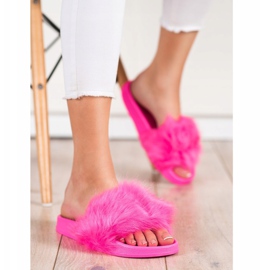 SHELOVET Gumi papucs szőrrel rózsaszín 2
