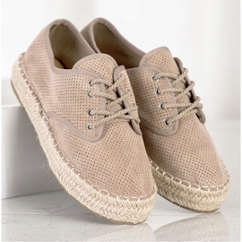 SHELOVET Velúr Espadrilles bézs 2