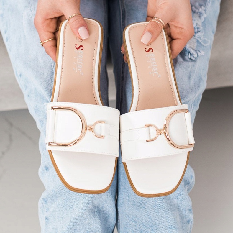 Seastar Elegáns papucs díszítéssel fehér 1