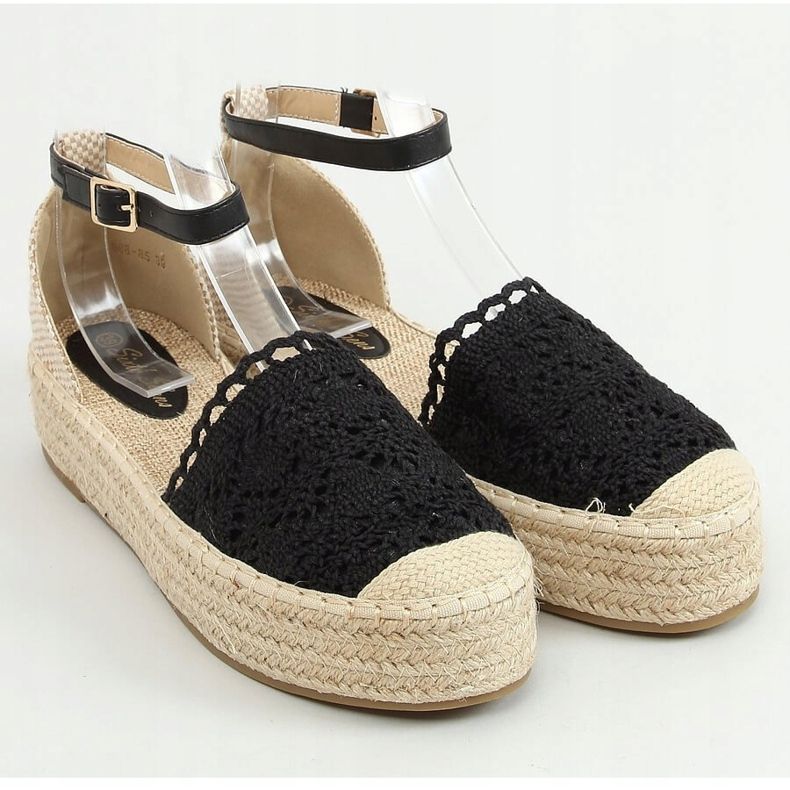 Fekete csipke espadrilles 888-85 Fekete 1