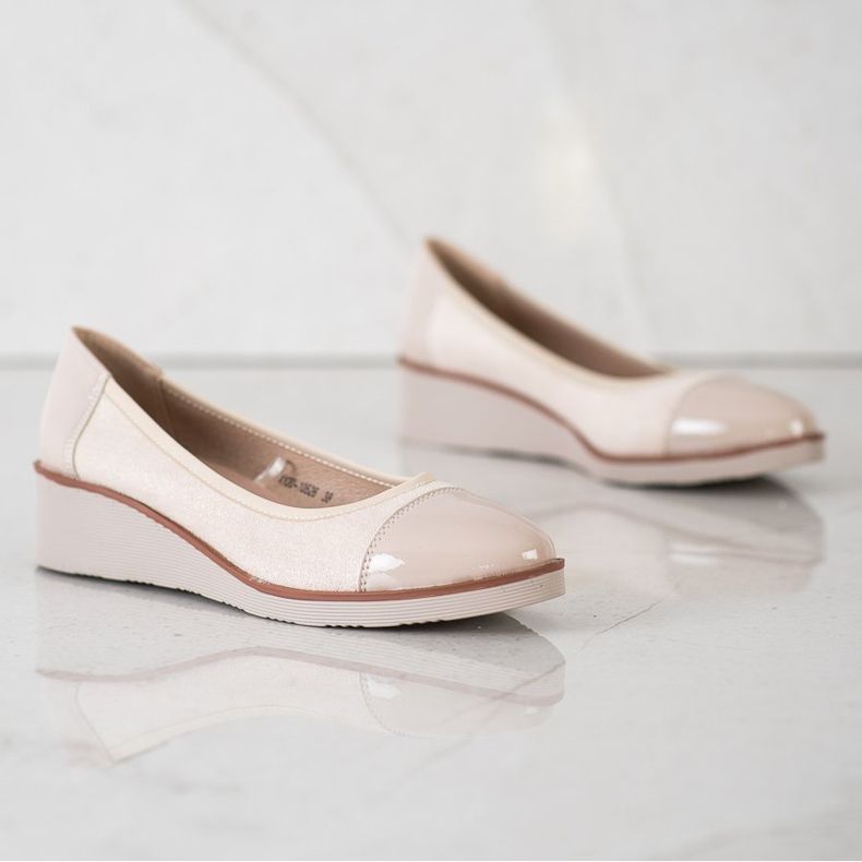VINCEZA ék sarkú balerinák bézs 1