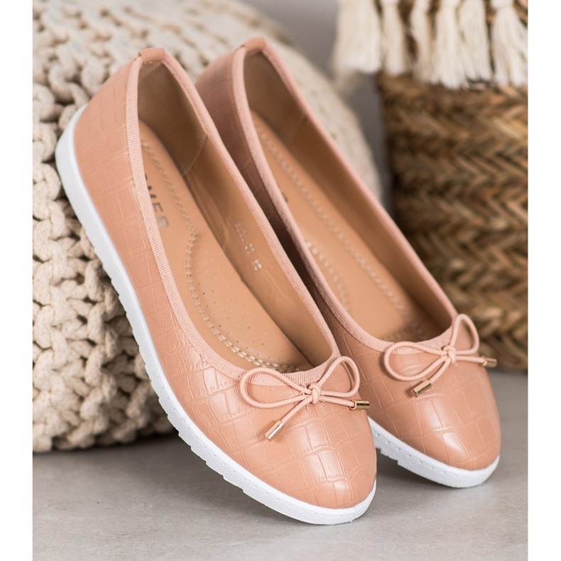 SHELOVET Öko bőr balerinák barna 2