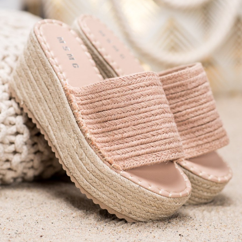 SHELOVET Fonott ék szandál rózsaszín 1