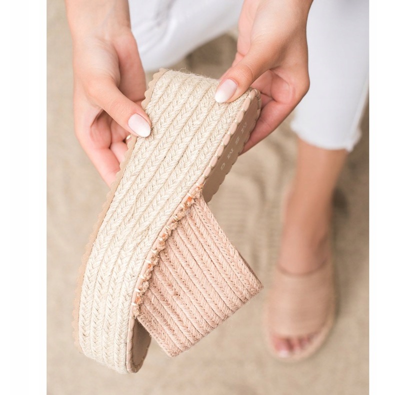 SHELOVET Fonott ék szandál rózsaszín 2