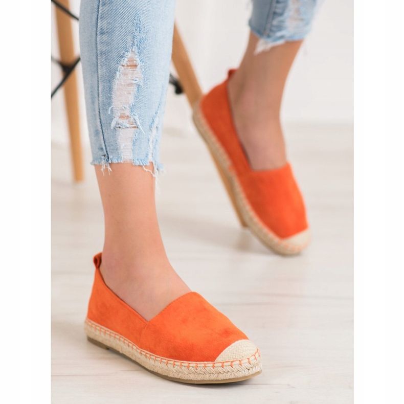 Anesia Paris Kényelmes velúr espadrillák narancs 1