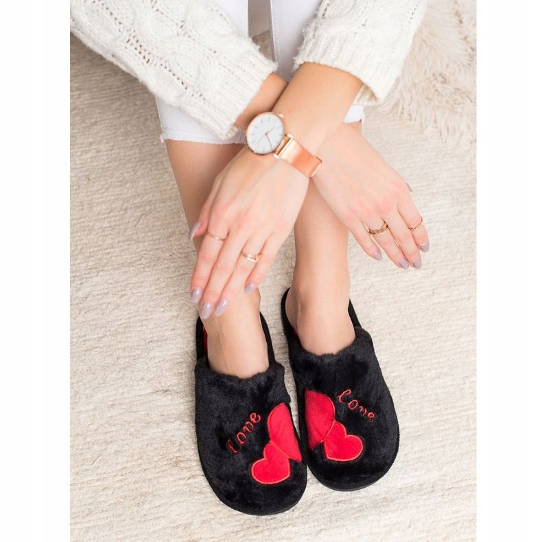 Bona Meleg szerelem papucs fekete piros 1