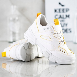 SHELOVET Divatos fehér cipők sárga 1