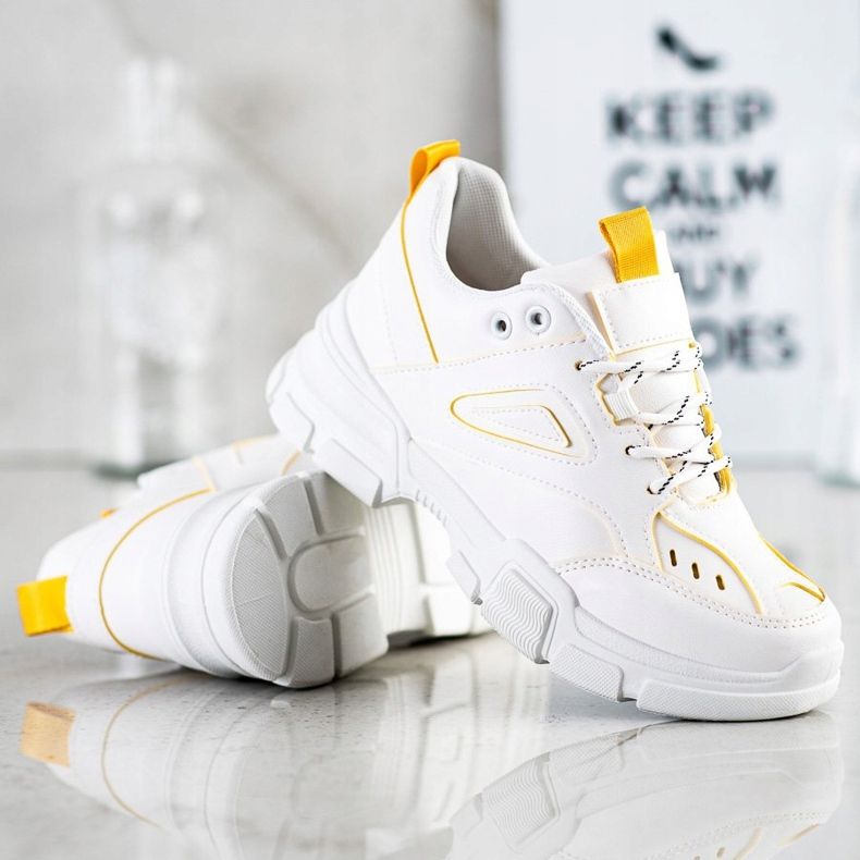 SHELOVET Divatos fehér cipők sárga 1