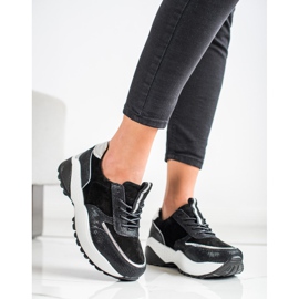 VINCEZA fekete bőr cipők ezüst 2