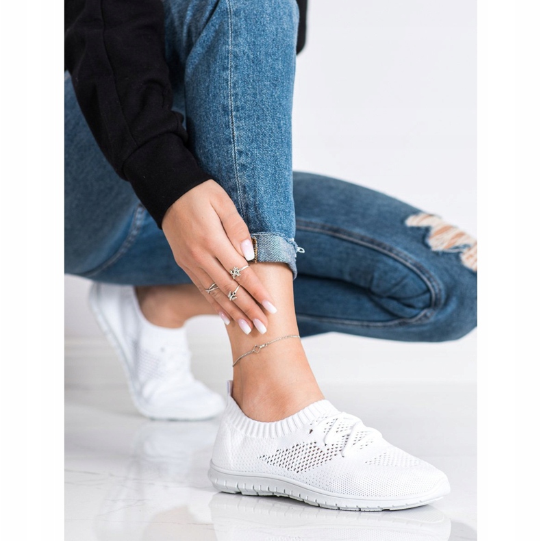 SHELOVET Fehér áttört cipők 2