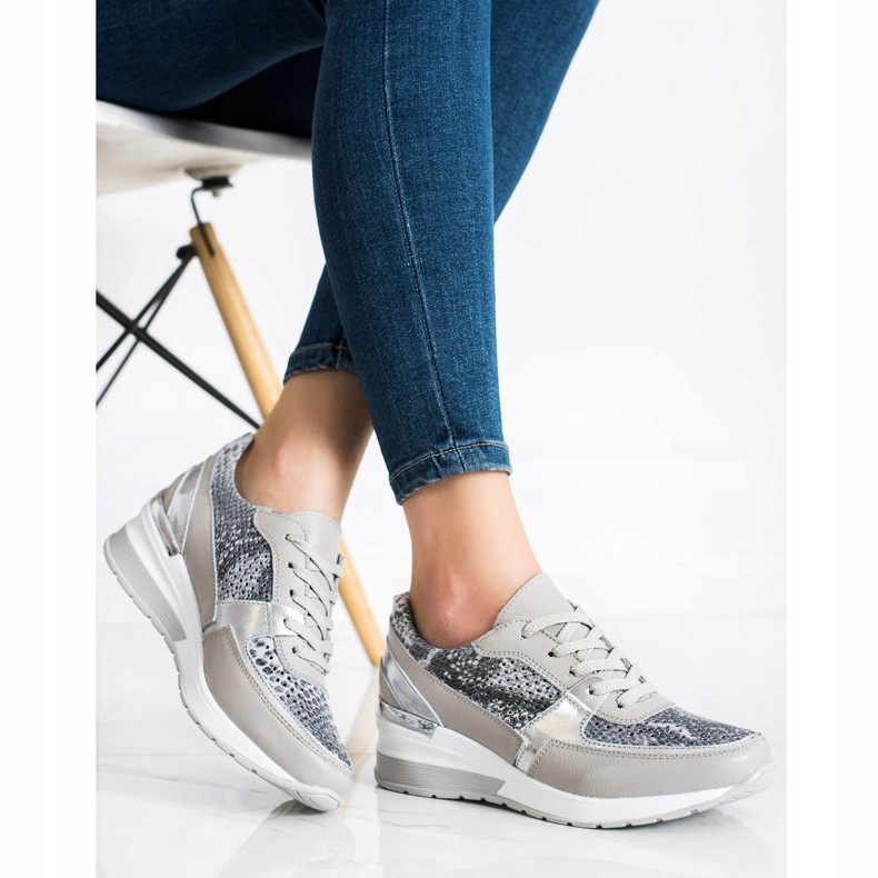 Goodin Szürke bőr kígyó nyomtatású cipők sokszínű 1