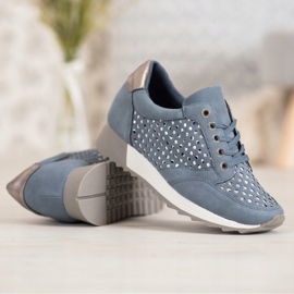 Kylie Áttört cipő a platformon kék 1