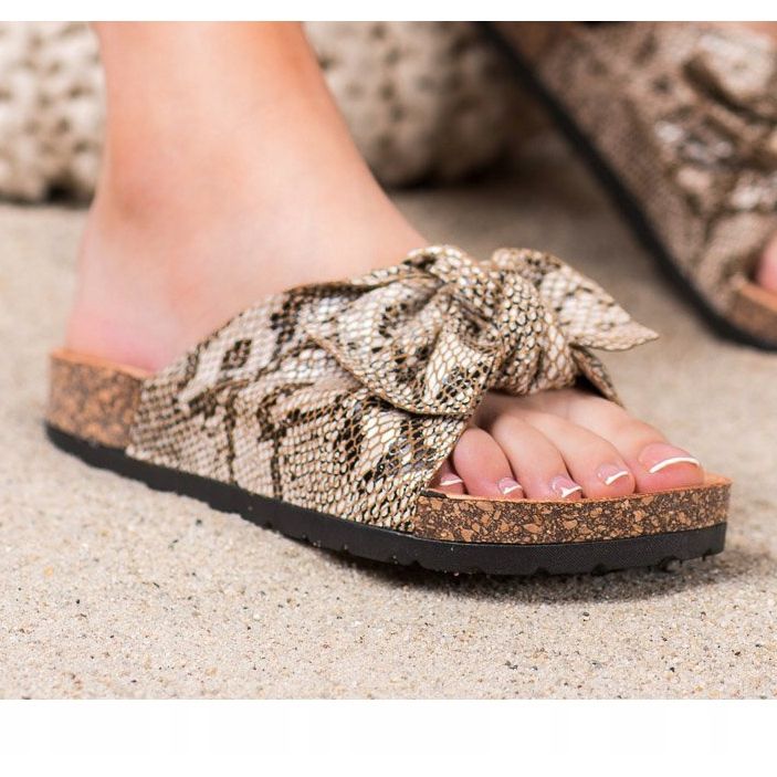 Bella Paris Snake Print Papucs bézs 1