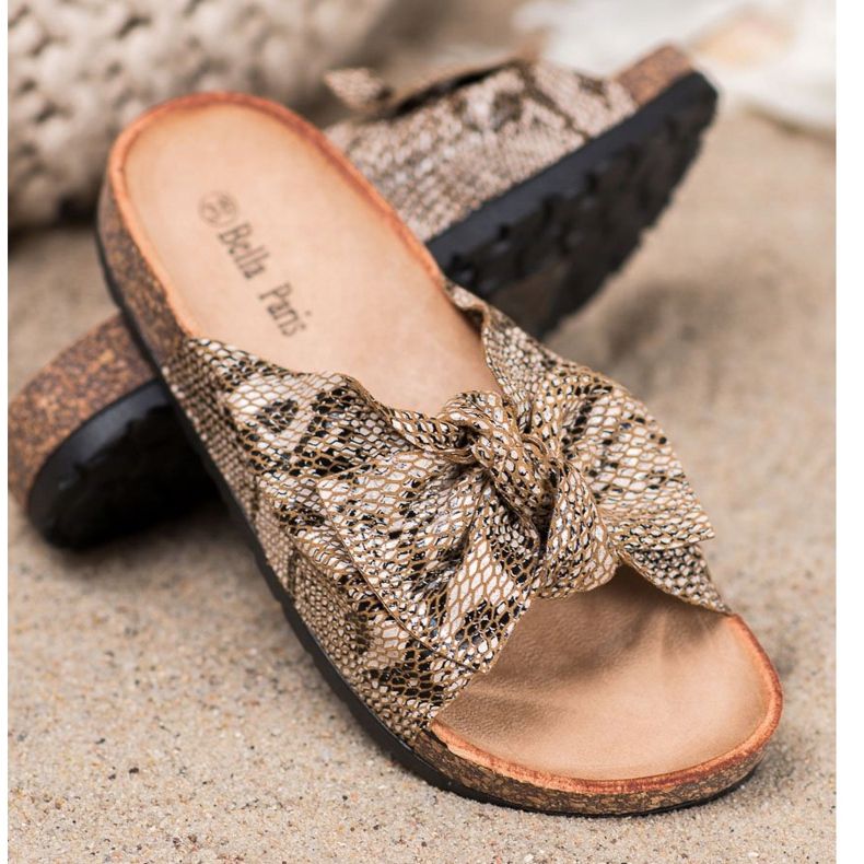 Bella Paris Snake Print Papucs bézs 2