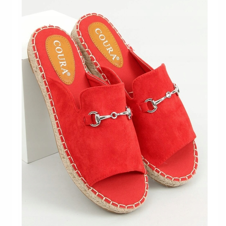 Papucs espadrilles csattal piros 8294 Red 1