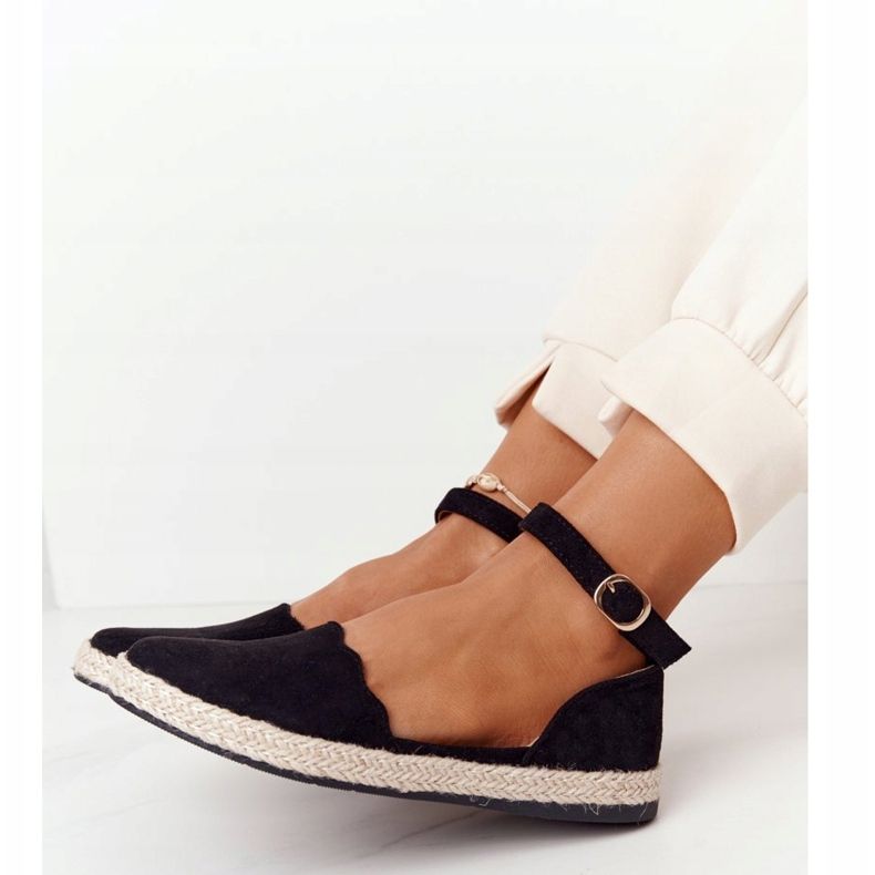 S.Barski Suede Espadrilles On The Straw Talp S. Bararski Black fekete 1