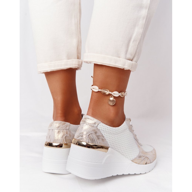 Bőr cipők Wedge S.Barski White-Gold fehér aranysárga 1