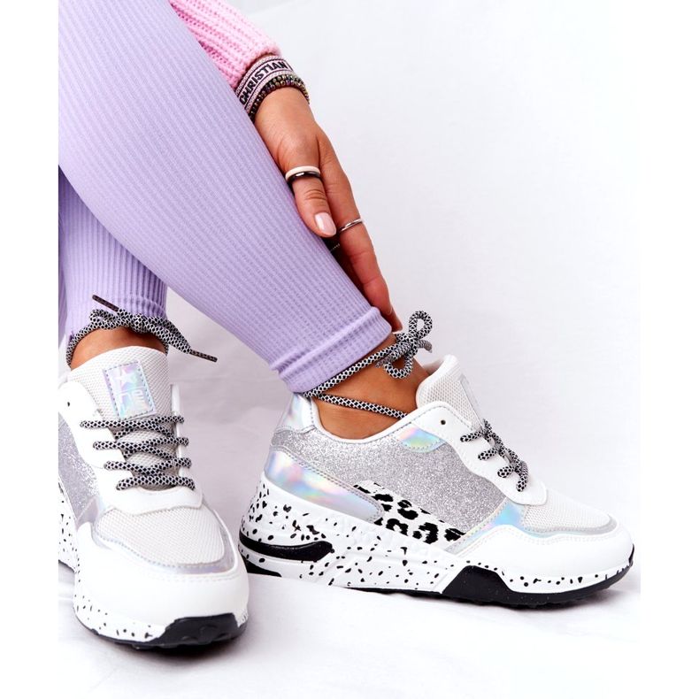 NEWS Női ék cipők Fehér, Brocade Avery 21SP26-3974 fekete ezüst 4