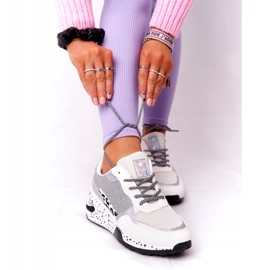 NEWS Női ék cipők Fehér, Brocade Avery 21SP26-3974 fekete ezüst 2