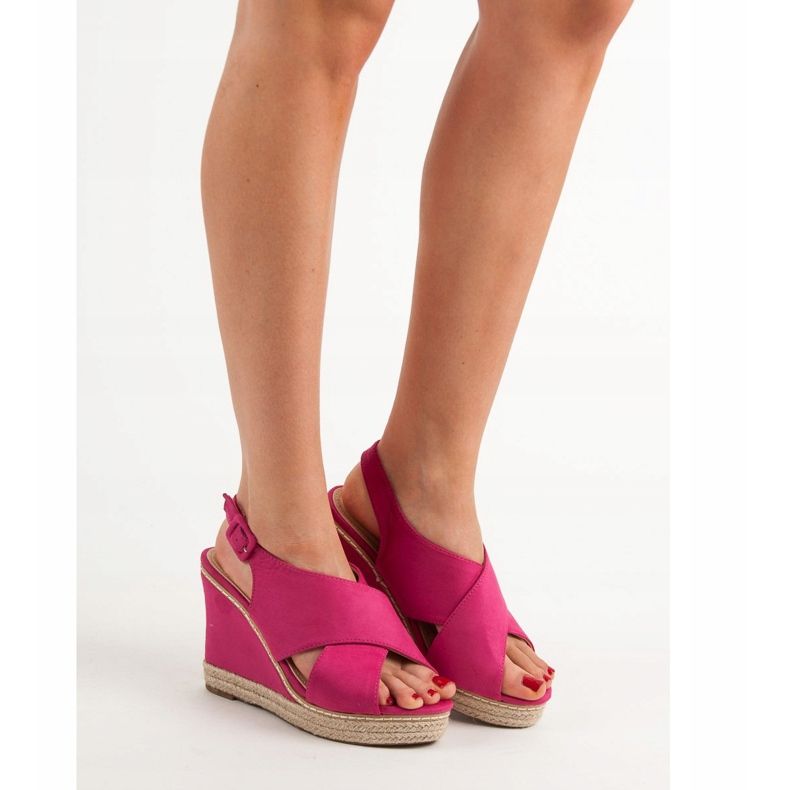 Anesia Paris Velúr ék szandál rózsaszín 2