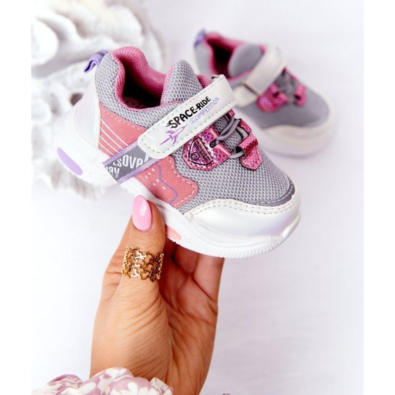 Gyermek sportcipők Fehér és rózsaszín Space Ride szürke sokszínű 2