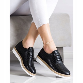 SHELOVET Fekete Snake Print cipő 2