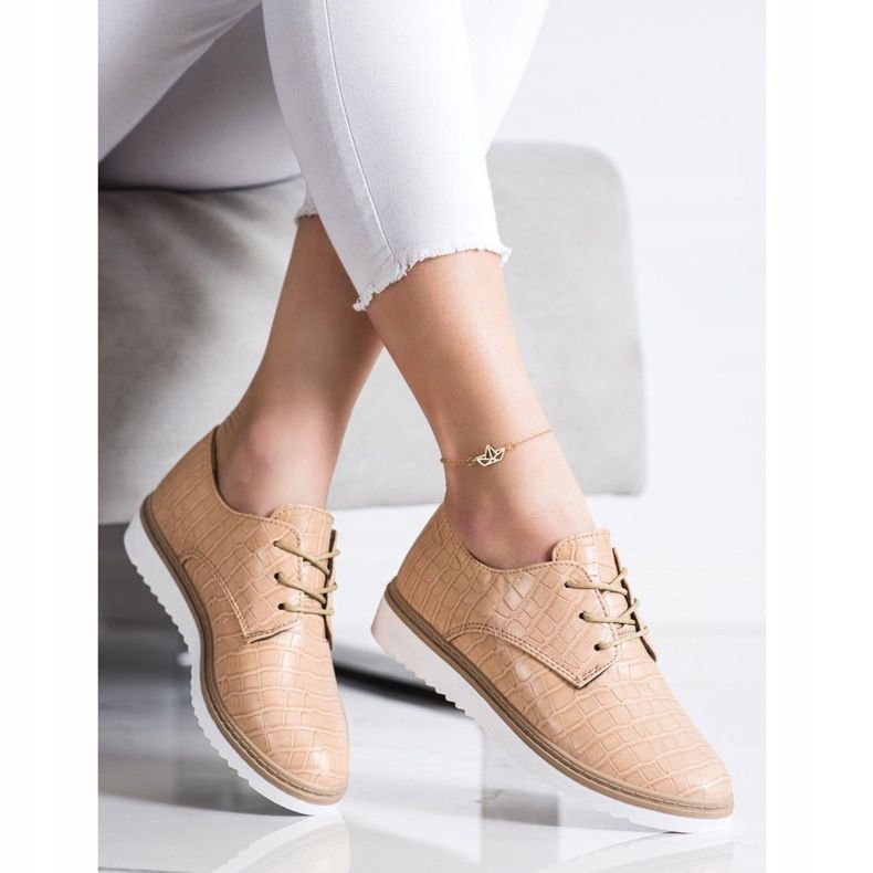 SHELOVET Barna Snake Print cipő 2