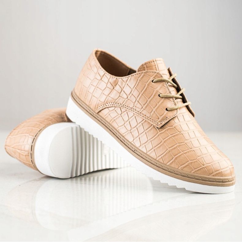 SHELOVET Barna Snake Print cipő 1