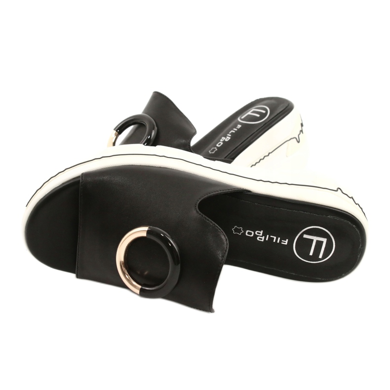 Filippo Kényelmes papucs a FILI PPO DK2318 / 21 BK platformon fekete aranysárga 3