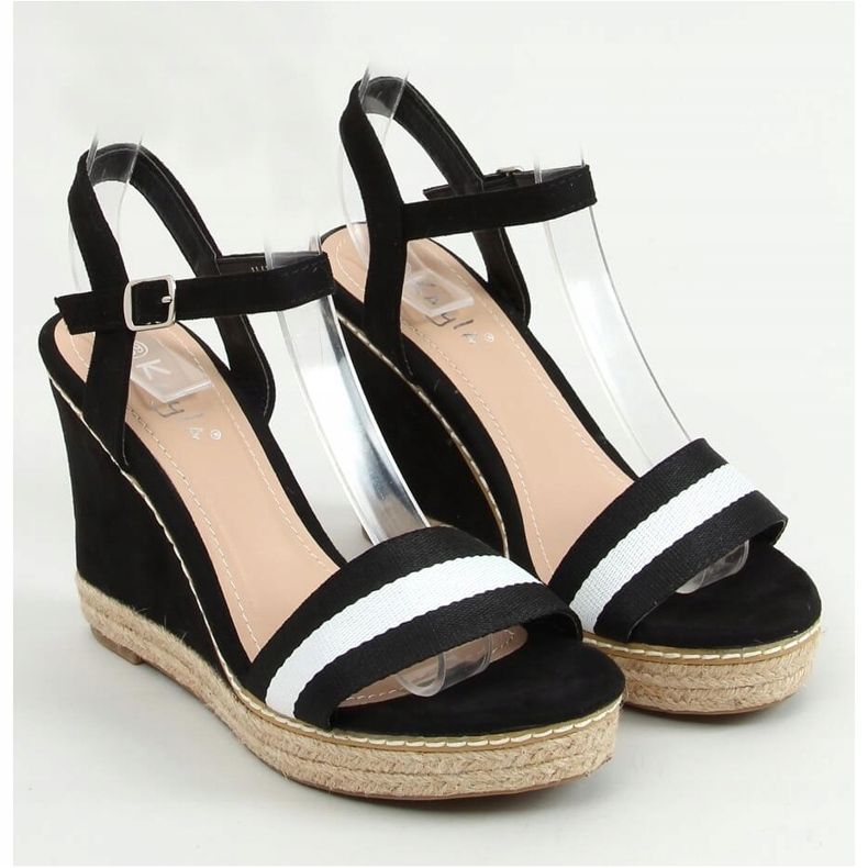 Fekete szandál fekete ék LL6320 Fekete 1