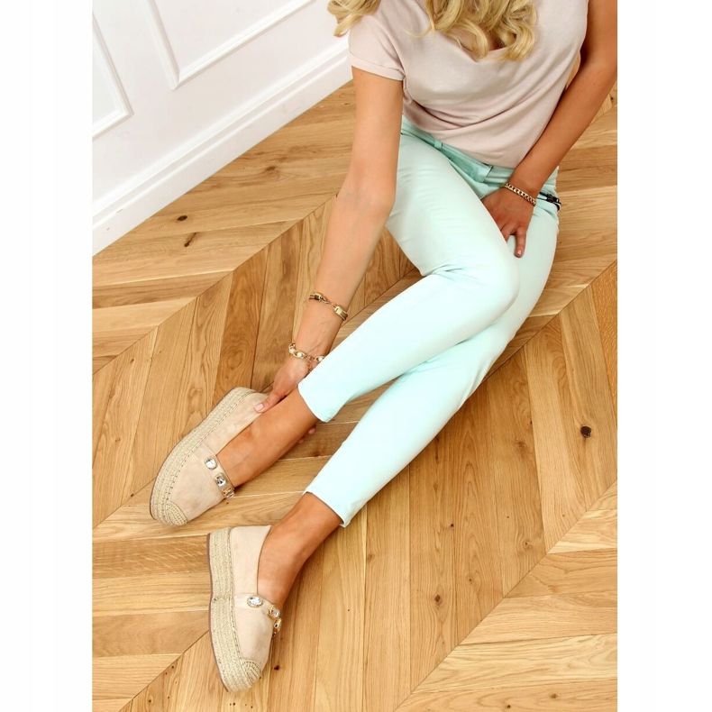 Espadrilles kövekkel bézs 100-131-SC-1 Bézs 2