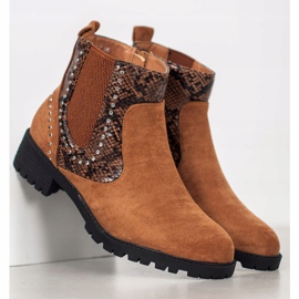 Small Swan Snake Print Chelsea csizma barna 1