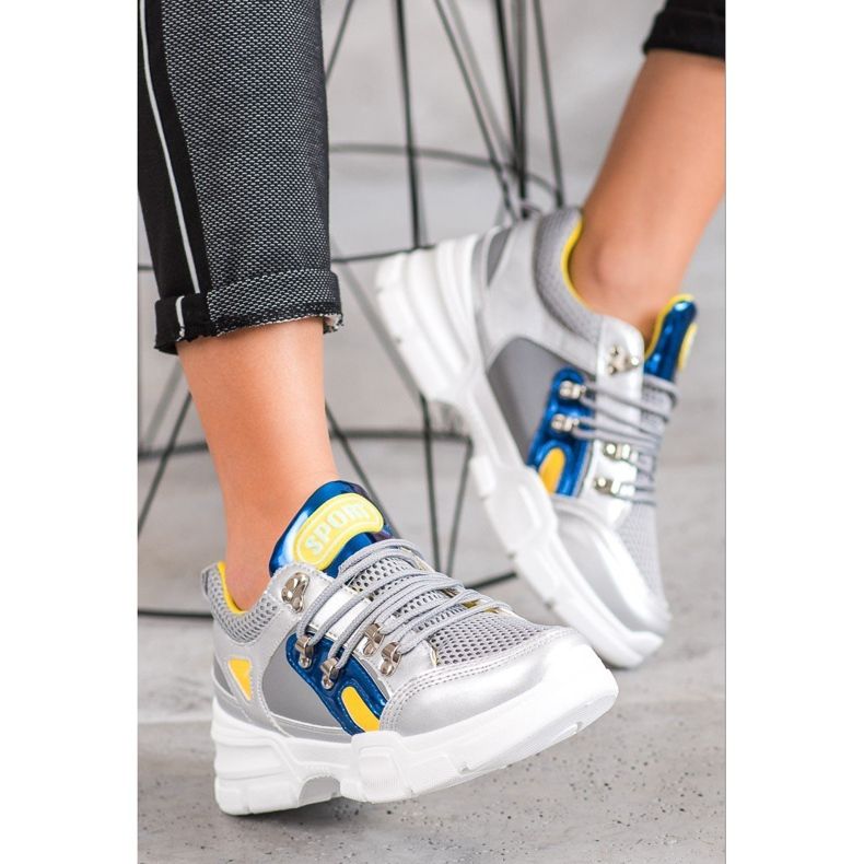 Bella Paris Divat cipők hálóval szürke sokszínű 2