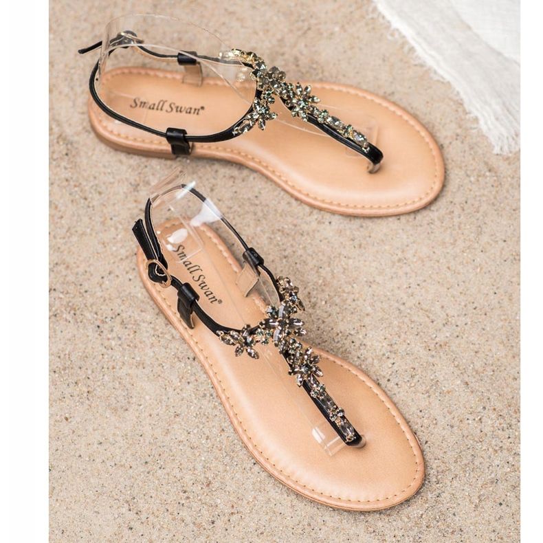 Small Swan Elegáns szandál köbös cirkóniummal fekete 1 Small Swan Elegáns szandál köbös cirkóniummal fekete 1