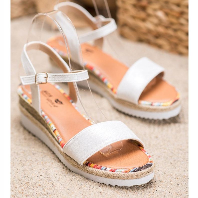 Yes Mile Kényelmes velúr szandál fehér 1