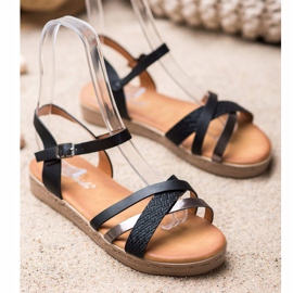 Weide Stílusos szandál Eco bőrből fekete 1