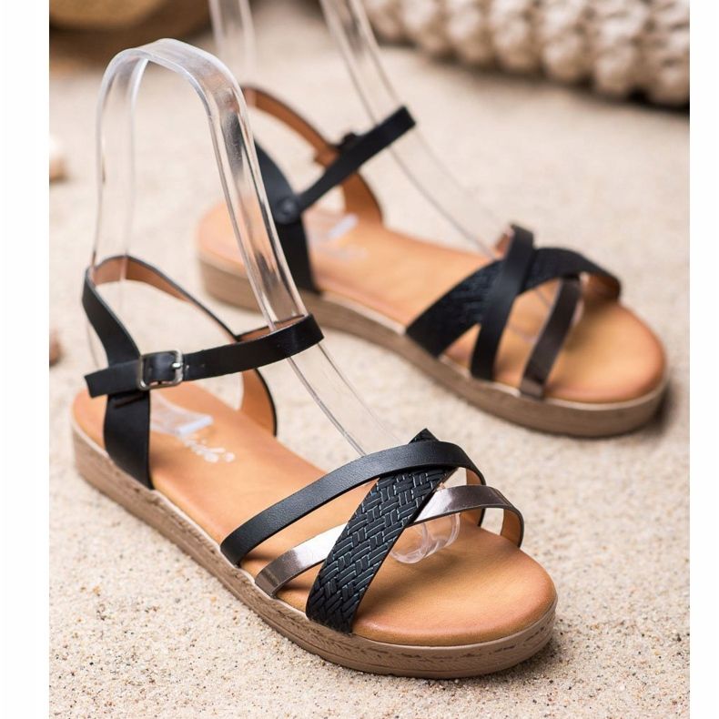 Weide Stílusos szandál Eco bőrből fekete 1