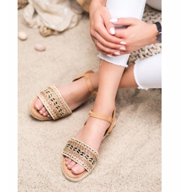 SHELOVET Könnyű fonott szandál bézs 1