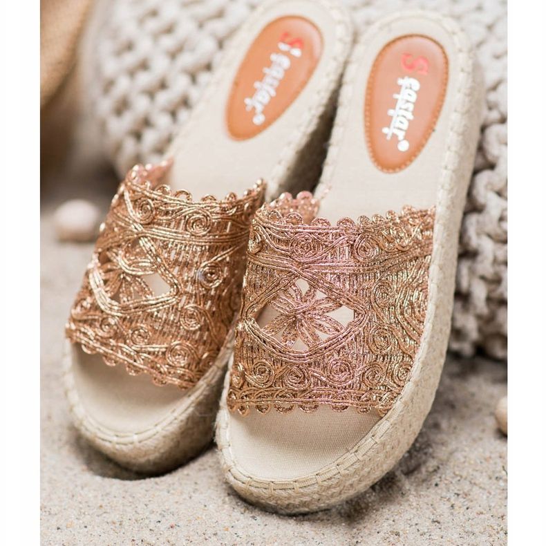 Seastar Espadrilles papucs a platformon aranysárga 1