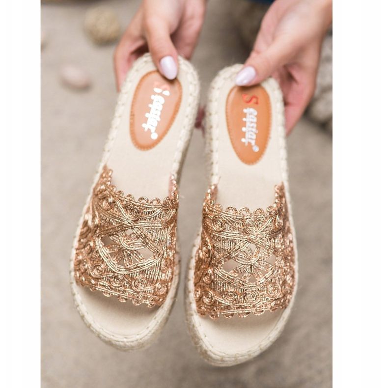 Seastar Espadrilles papucs a platformon aranysárga 2