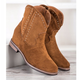 Ideal Shoes Divatos barna cowboy csizma 2