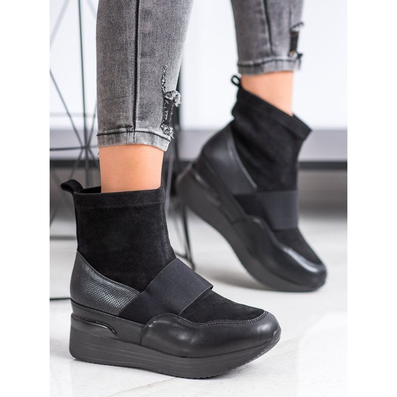 SHELOVET Divatos csúszós csizma fekete 2