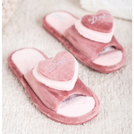 Bona Meleg papucs szívvel bézs rózsaszín 1