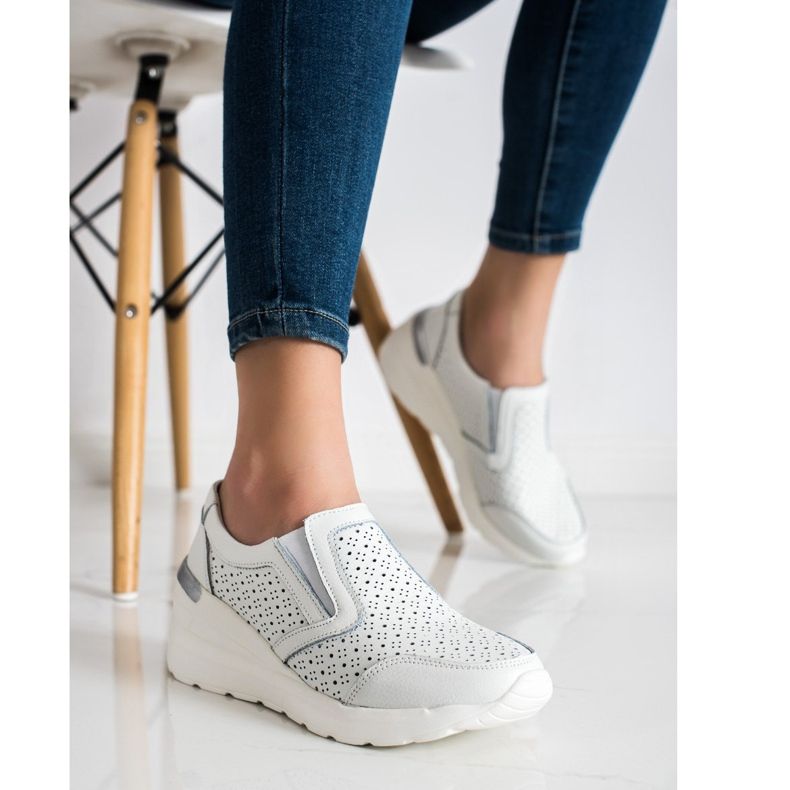 Goodin Fehér bőr csúszós cipők 2