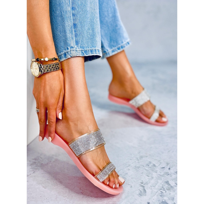 Rózsaszín BG51 Rózsaszín szilikon papucs ezüst 1