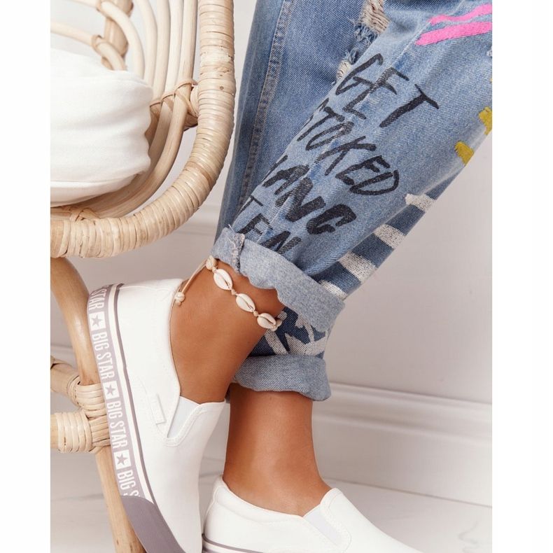 Női cipők Slip-on Big Star HH274007 Fehér 2