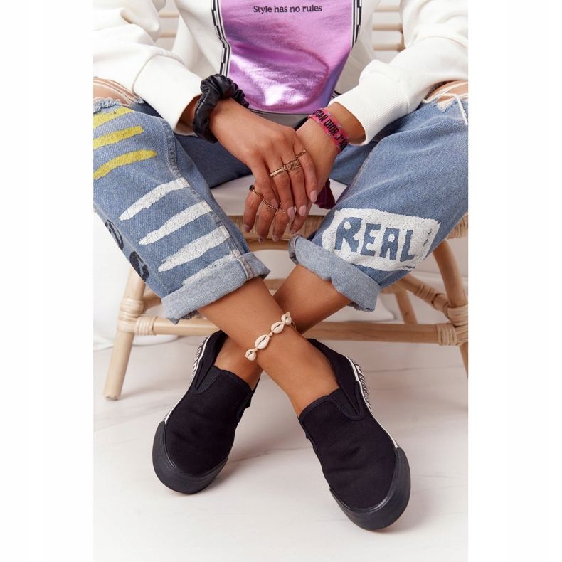 Női cipők Slip-on Big Star HH274012 Fekete 2