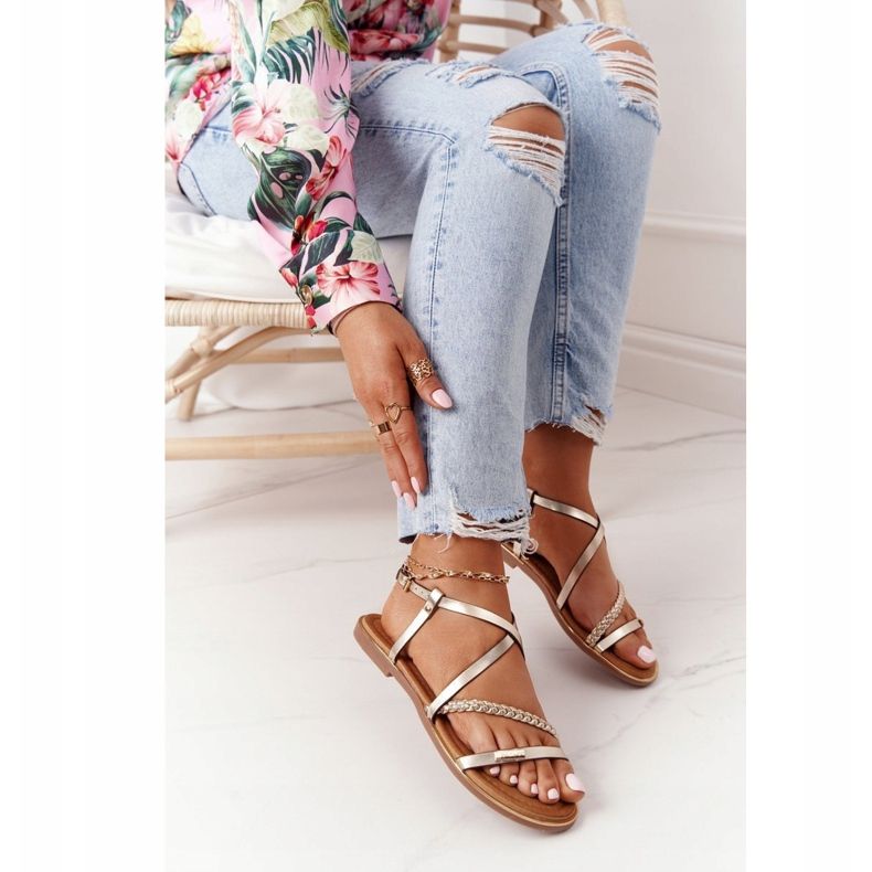 S.Barski Szandál zsinórral S. Bararski 152-1 arany aranysárga 1